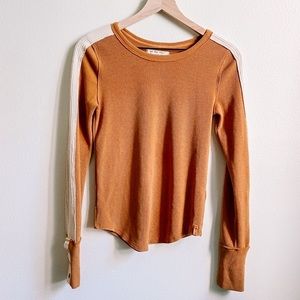 Free People Waffle Knit Pullover in Cinnamon